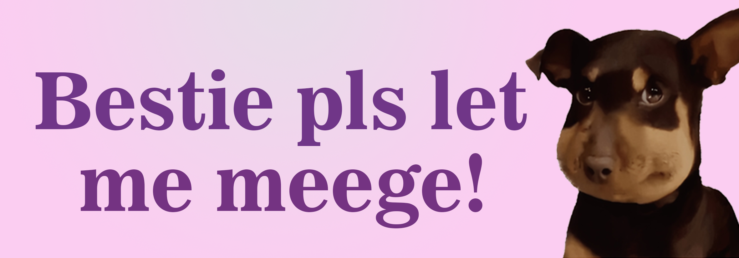 Bestie Pls Let me Merge! Purple & Pink | Bumper Sticker AND Magnet | Funny Meme Sticker | 8.7'' X 2.7'' | Waterproof Premium Quality