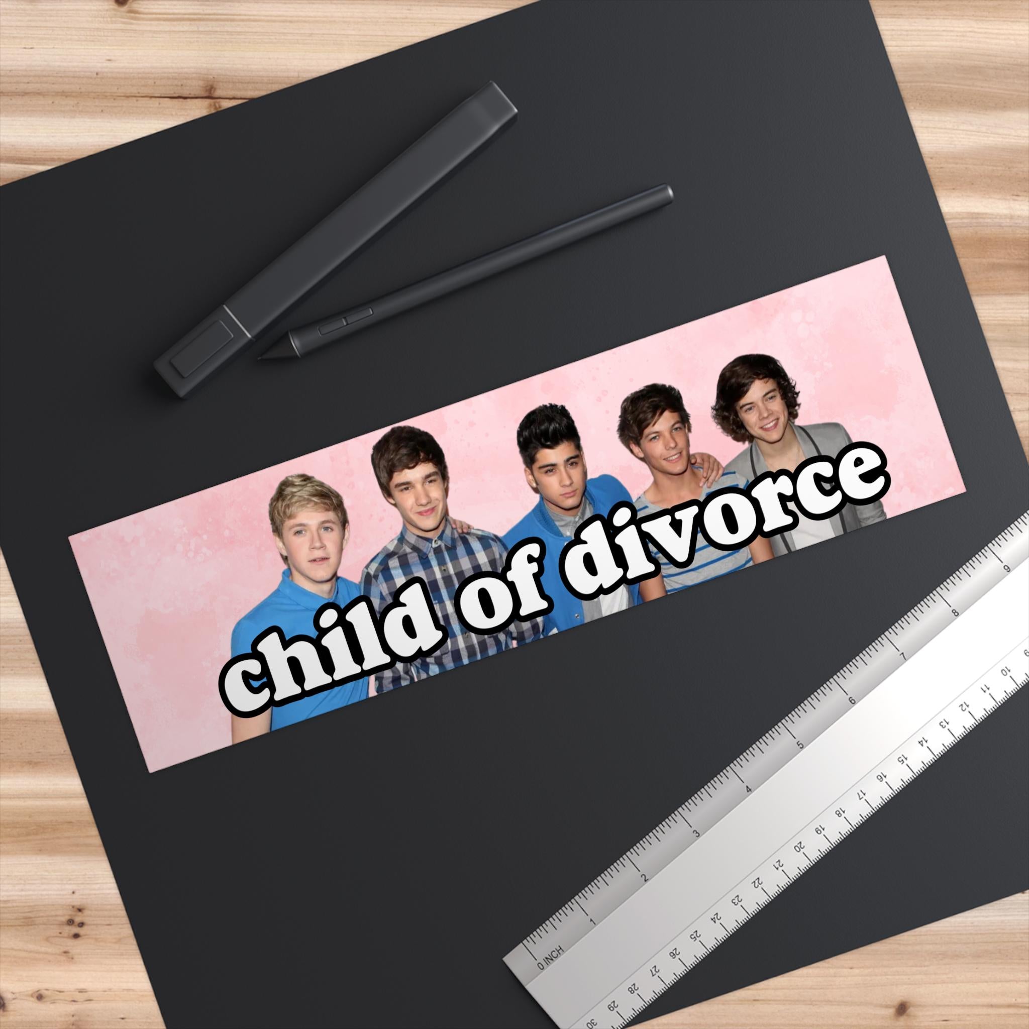 1 Direction Child of Divorce _ Bumper Sticker AND Magnet _ Funny Meme Sticker _ 8.7'' X 2.7'' _ Waterproof Quality