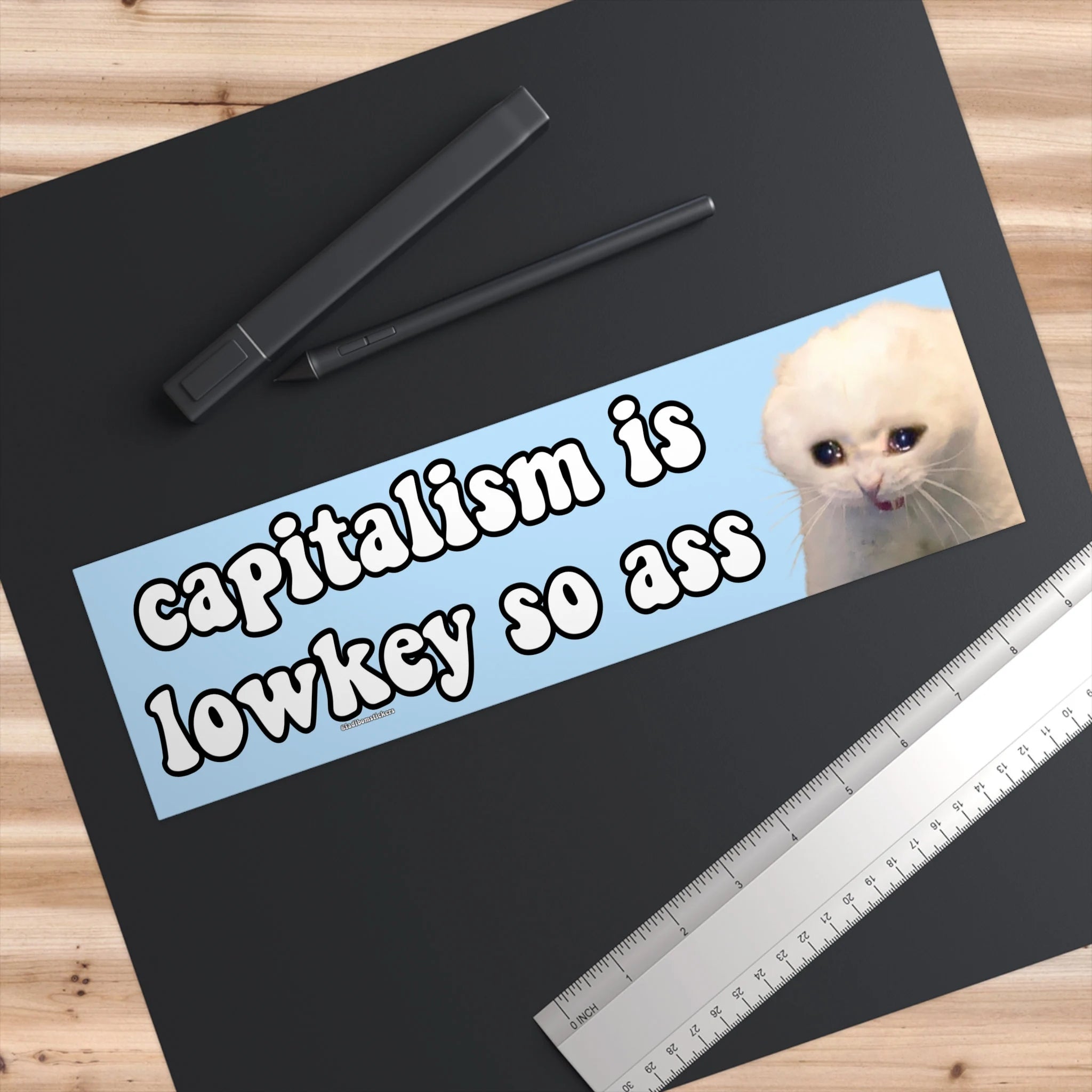Capitalism is Lowkey So Ass | Bumper Sticker AND Magnet | Funny Meme Sticker | 8.7'' X 2.7'' | Waterproof Premium Quality